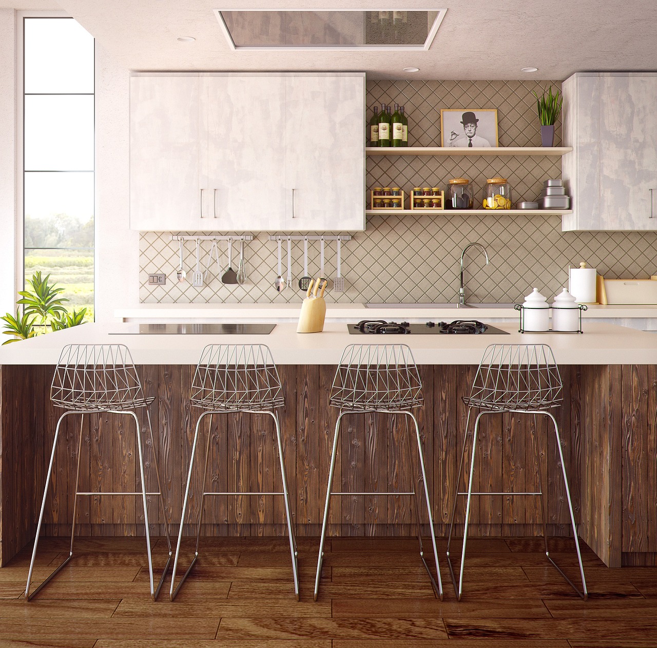 Kitchen cabinet with organized small appliance storage