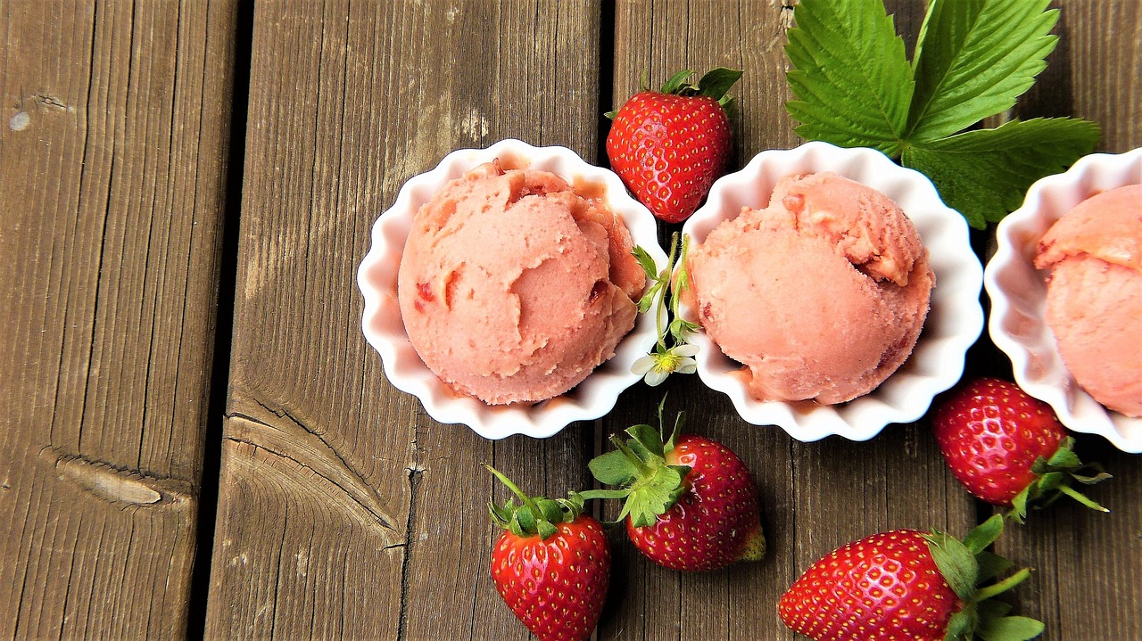 Homemade ice cream being churned in a stand mixer