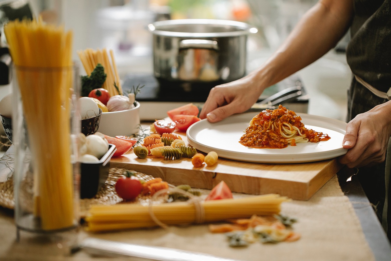 Family dinner cooking together kitchen