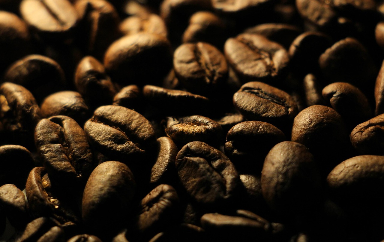Fresh roasted coffee beans in storage container