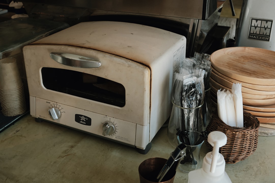 Toaster oven with baked food