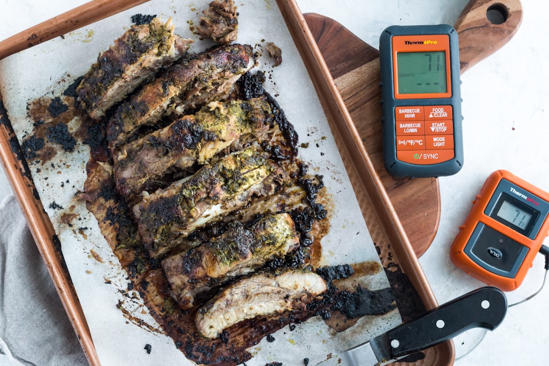 Digital thermometer in meat