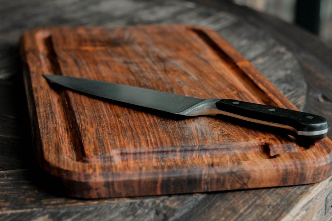 Professional chef knife and cutting board