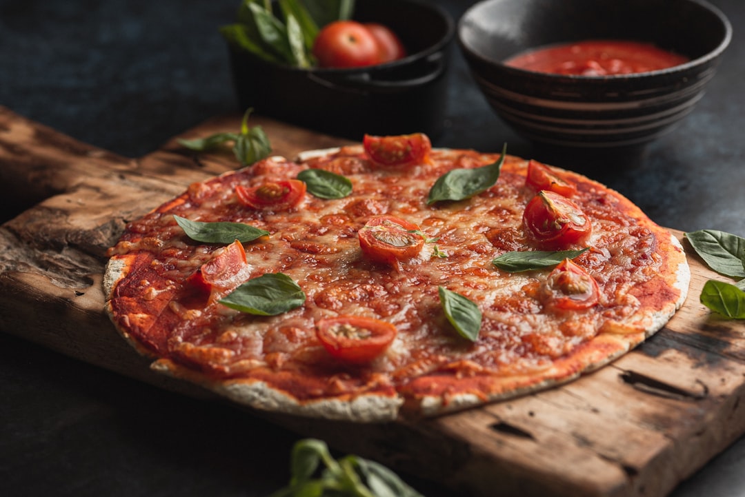 Fresh homemade margherita pizza with basil