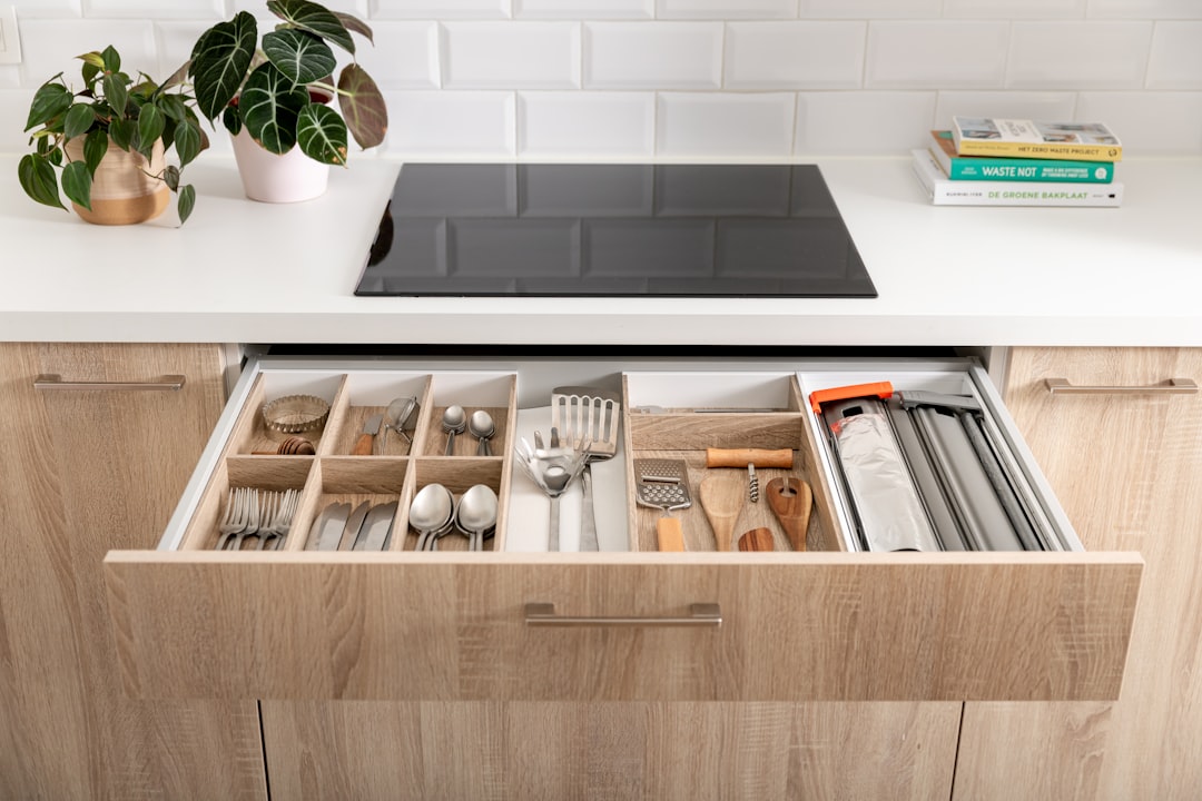 Organized kitchen drawer with mixer attachments