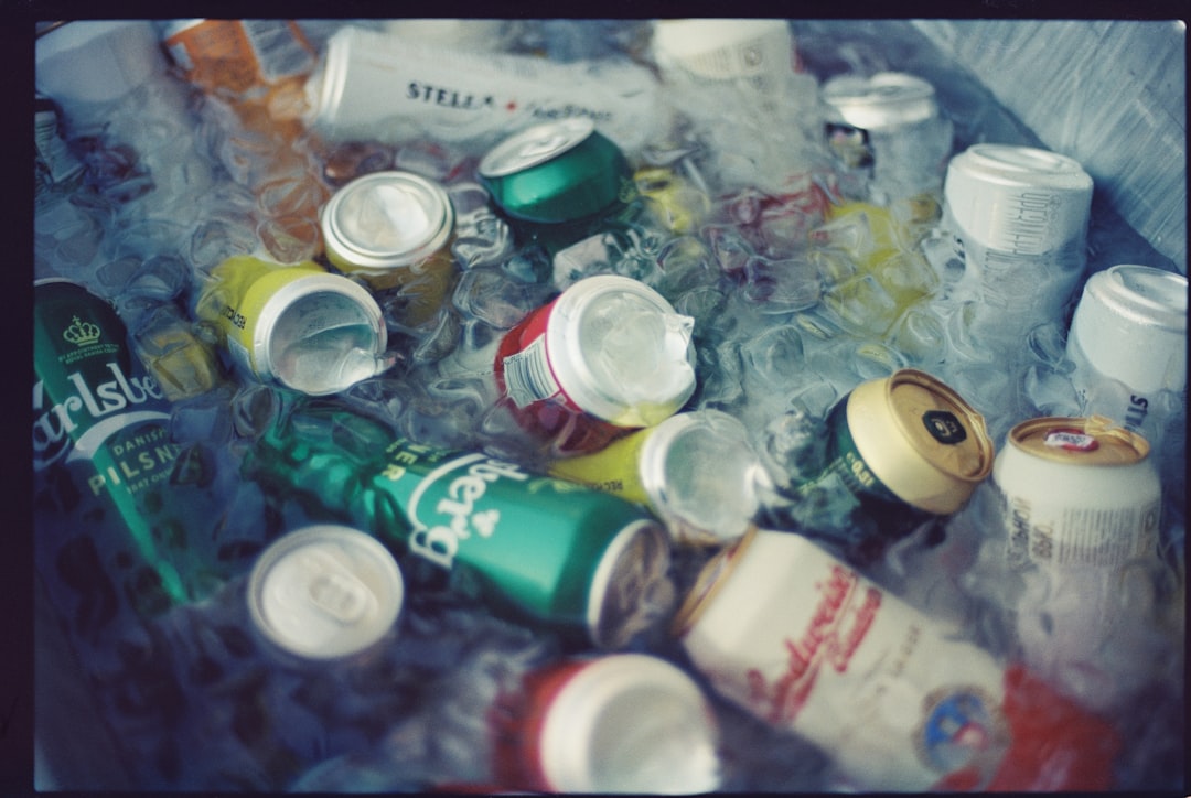 Outdoor cooler filled with ice and drinks