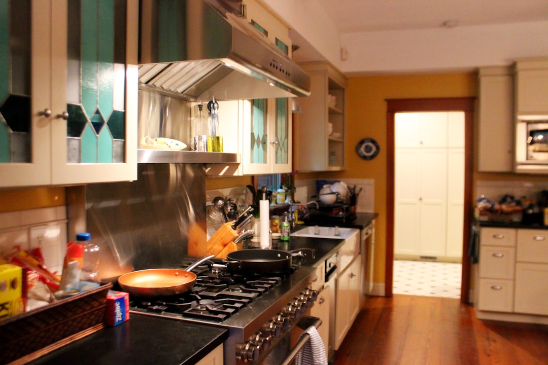 Home kitchen counter with cooking setup