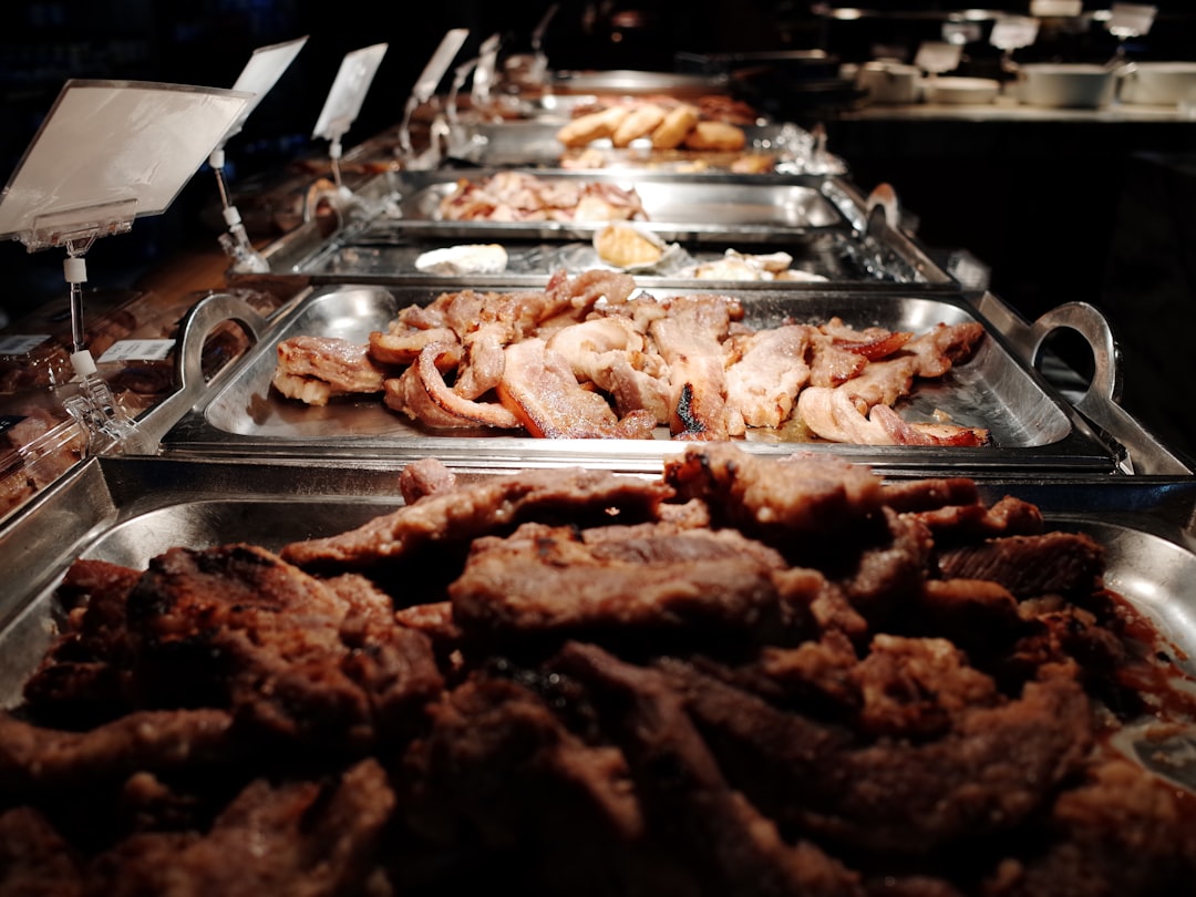 Buffet setup with chafing dishes for party
