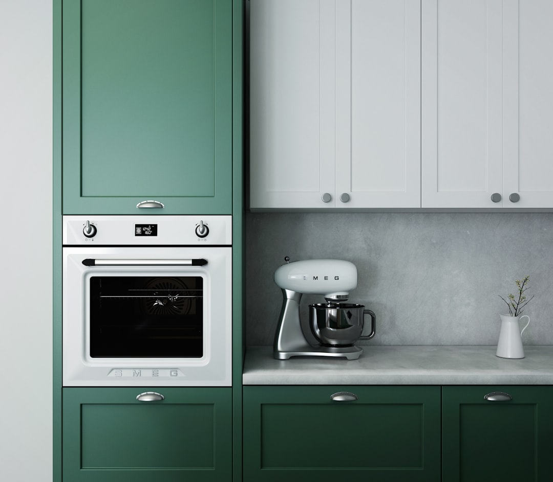Kitchen appliance storage with food processor on countertop