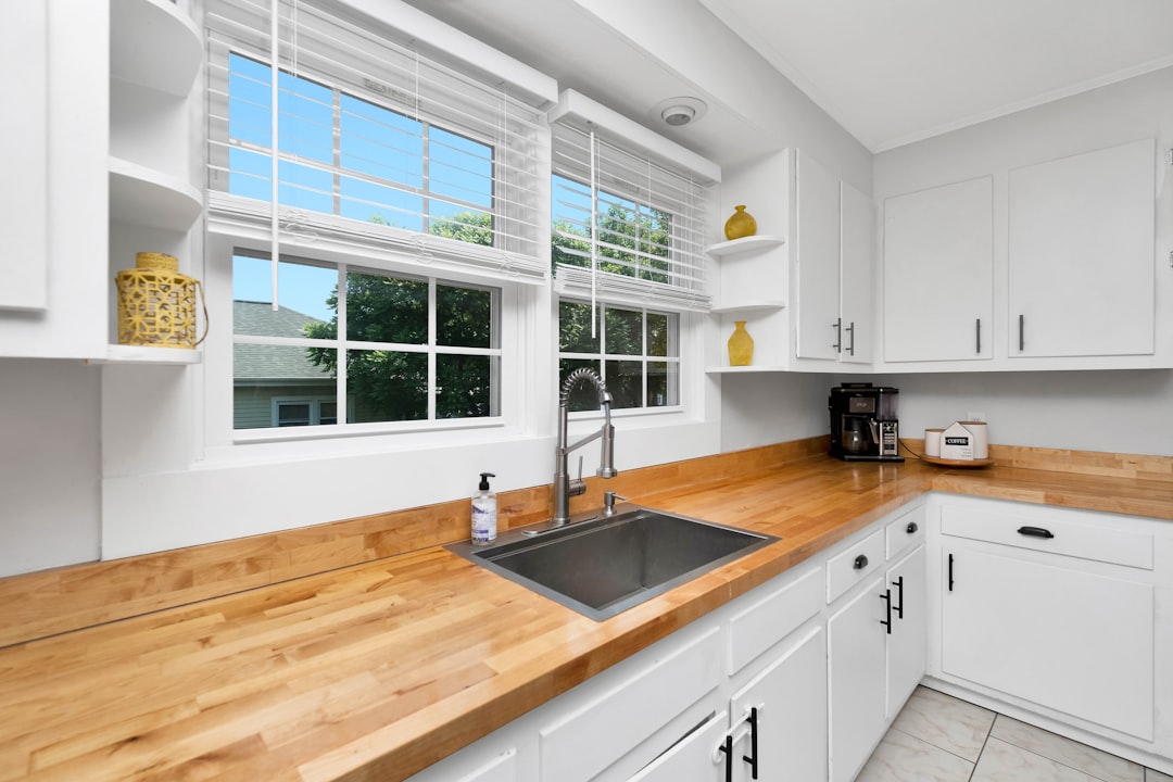 Clean organized kitchen workspace