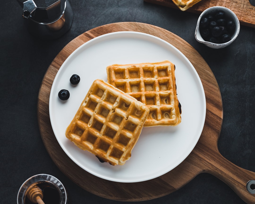 Perfectly golden crispy waffle on plate