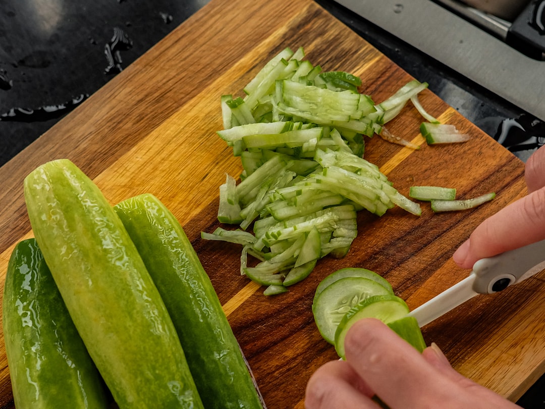 chef knife chopping fresh vegetables