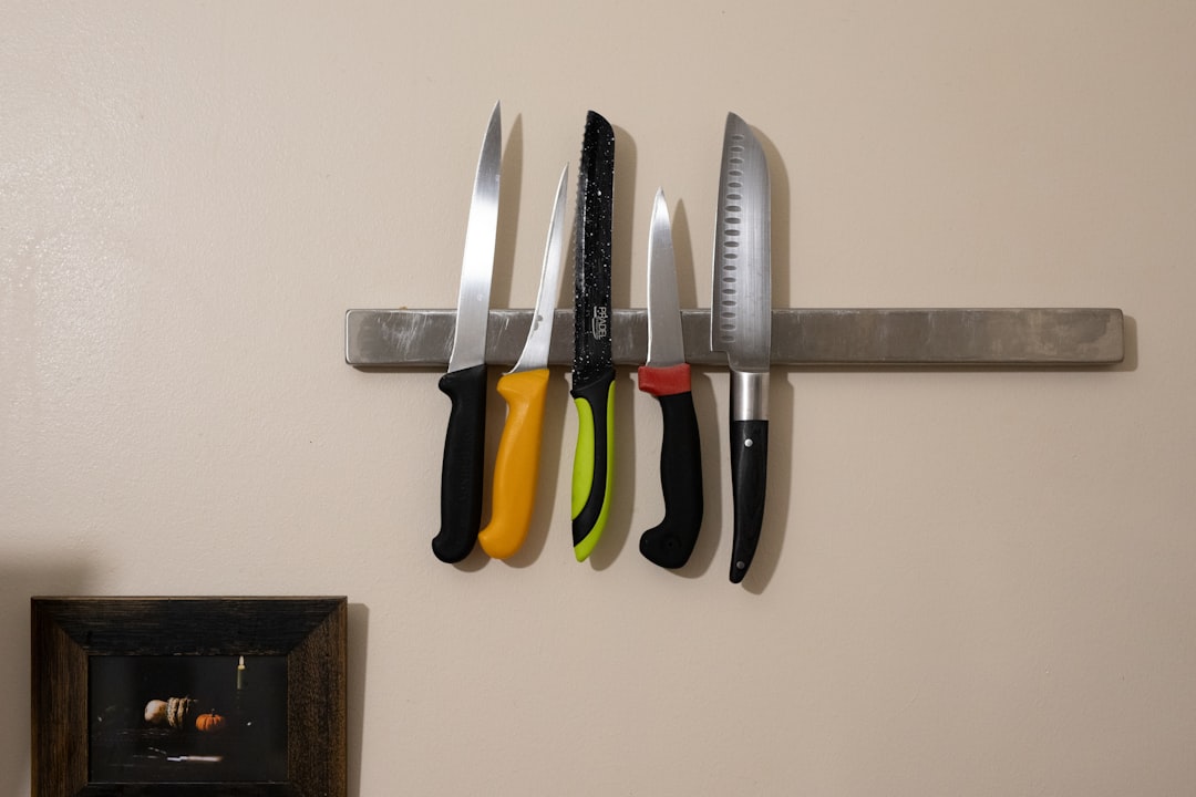small kitchen counter with organized spices and cooking tools