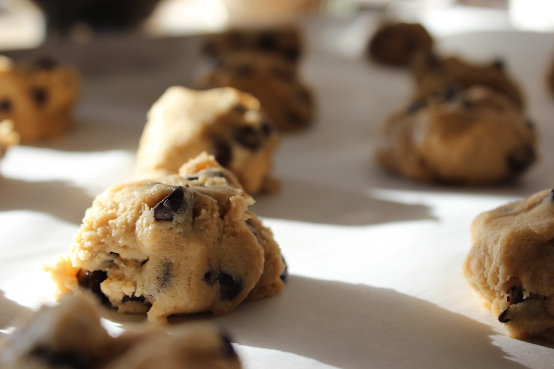 Freshly baked cookies on a baking sheet