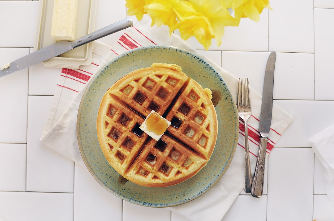 Flip style waffle maker in action