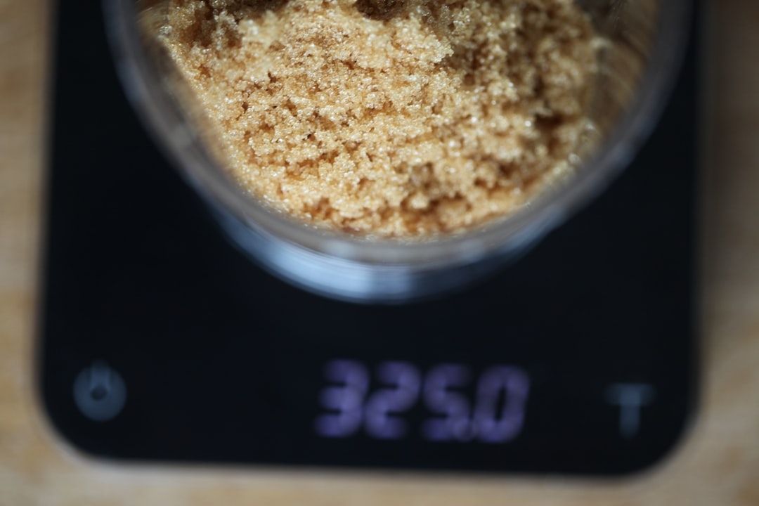 Digital kitchen food scale measuring ingredients
