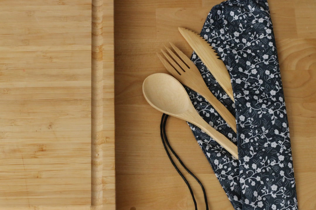 Bamboo utensil organizer in a kitchen drawer