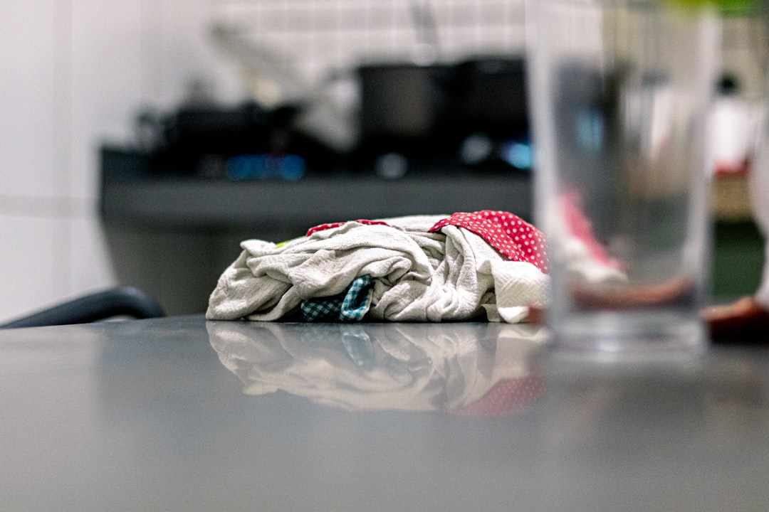 Clean kitchen counter with fresh towel