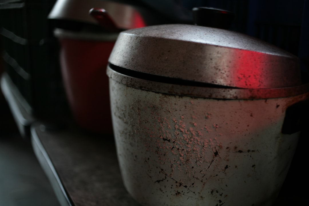 Vintage pressure cooker on stovetop