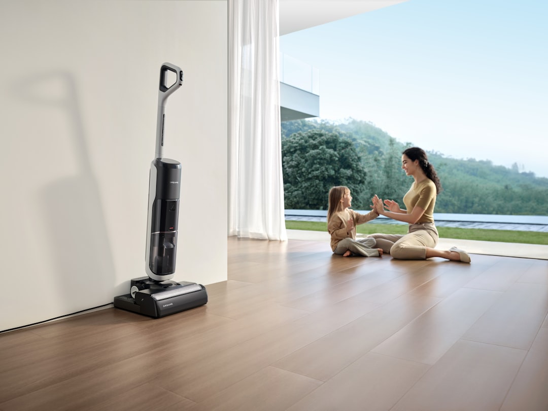Robot vacuum cleaner in modern kitchen