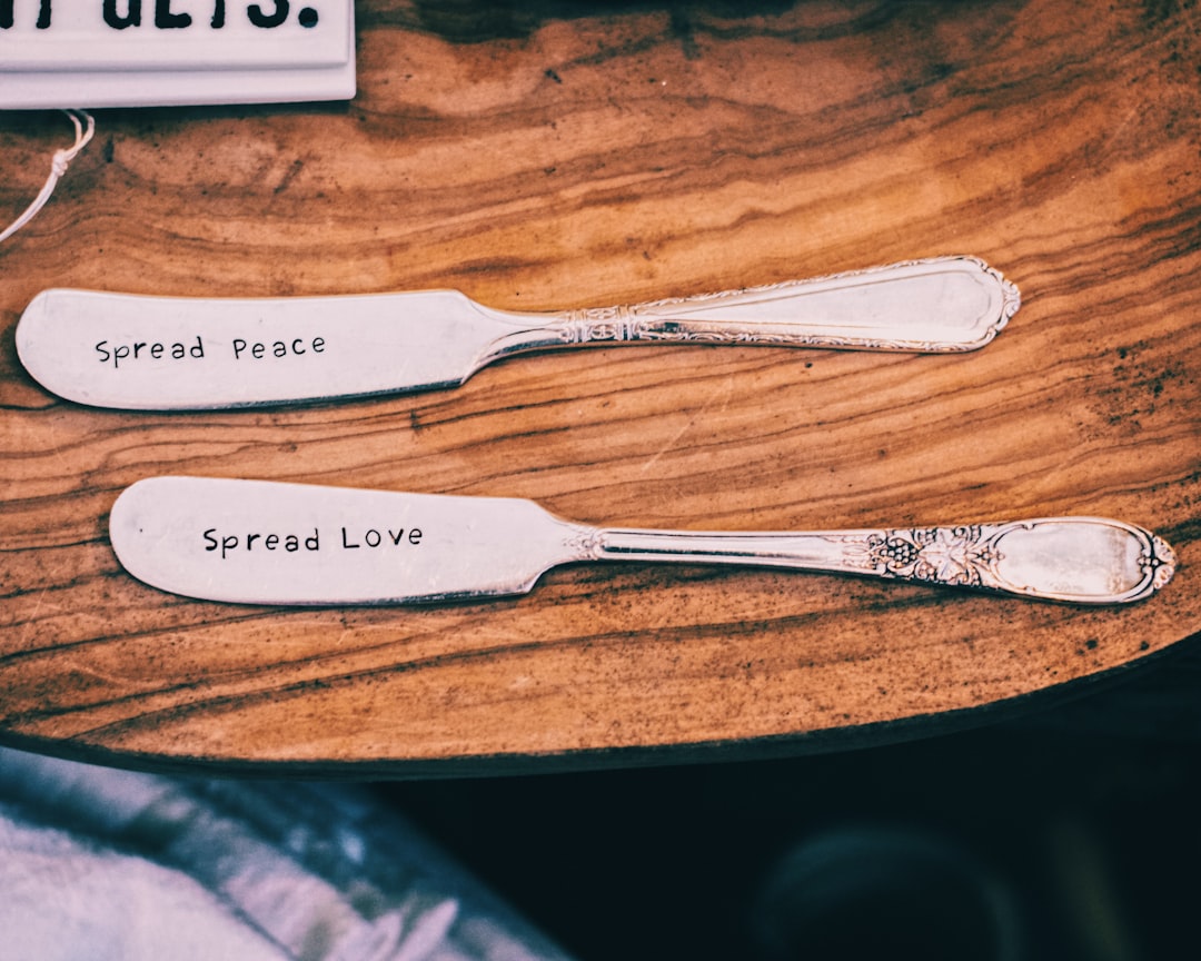 Butter knife on a marble counter