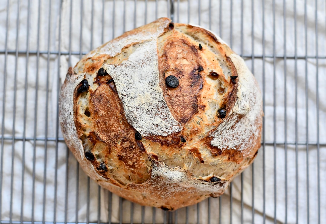 Homemade bread cooling on a rack