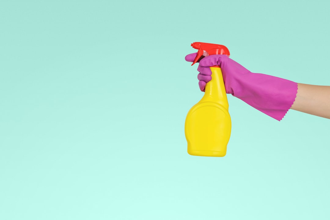 Clean kitchen countertop with spray bottle ready for post-party cleanup