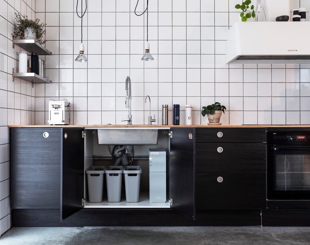 Modern stainless steel kitchen trash can