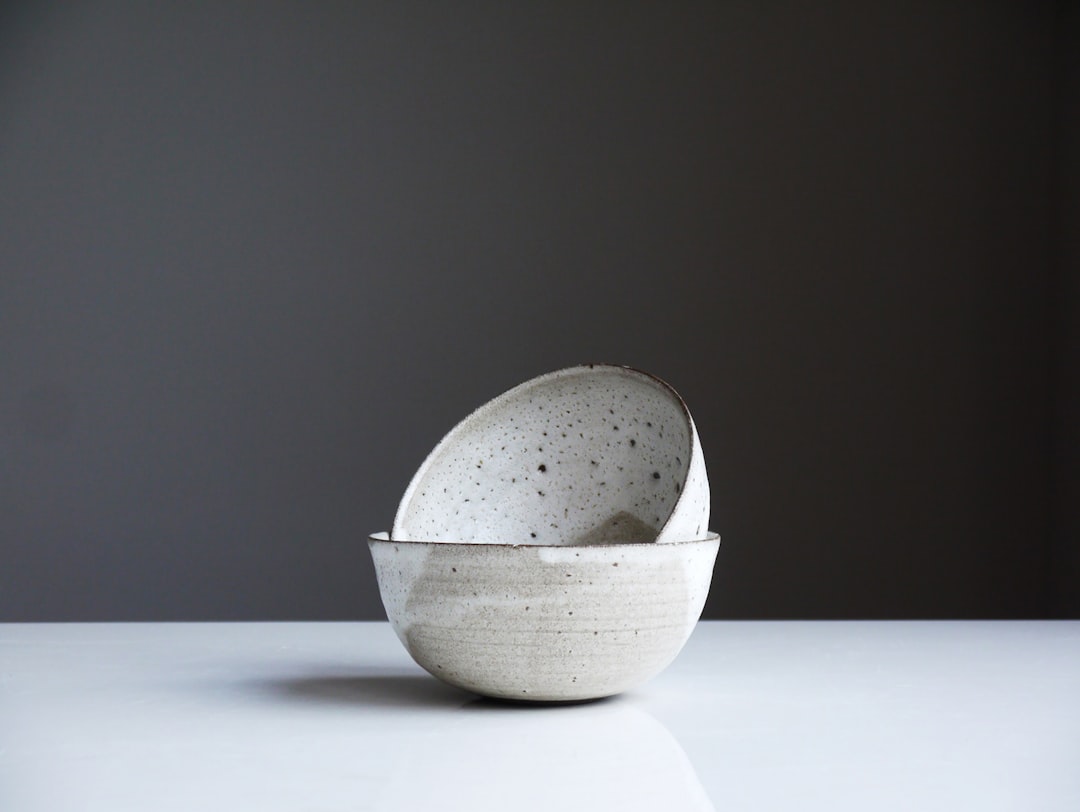 Ceramic bowls with prepared food ingredients