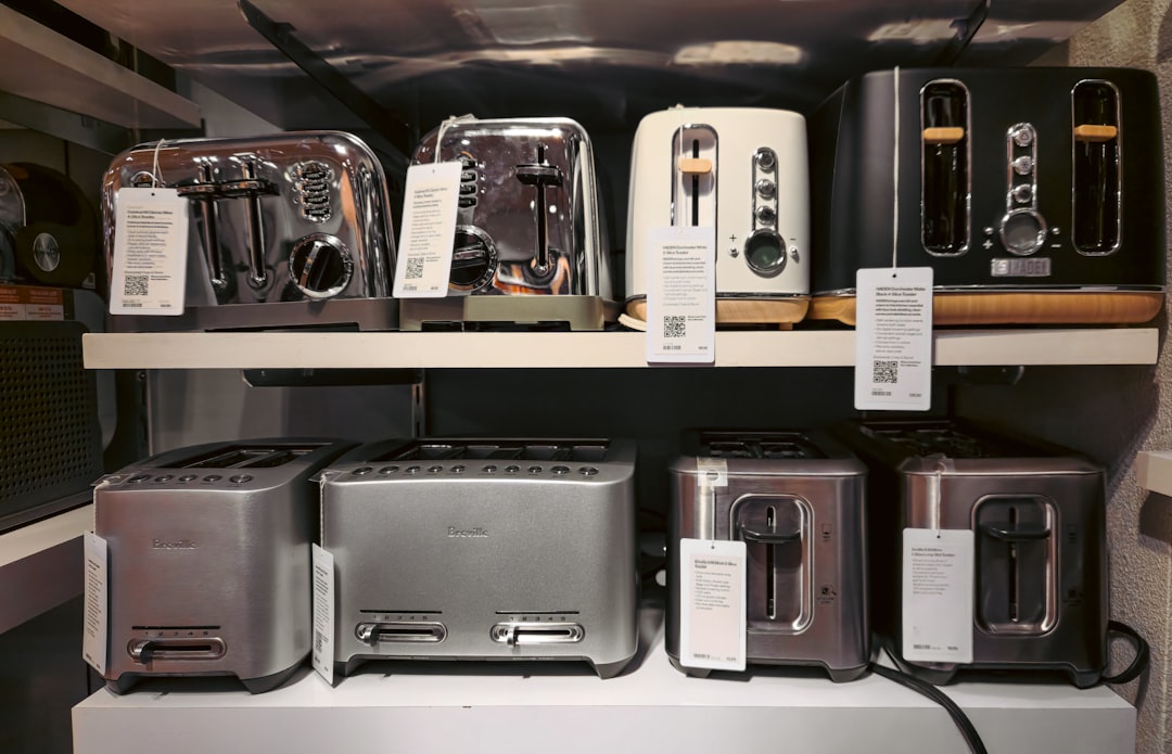 Modern countertop toaster oven in stainless steel