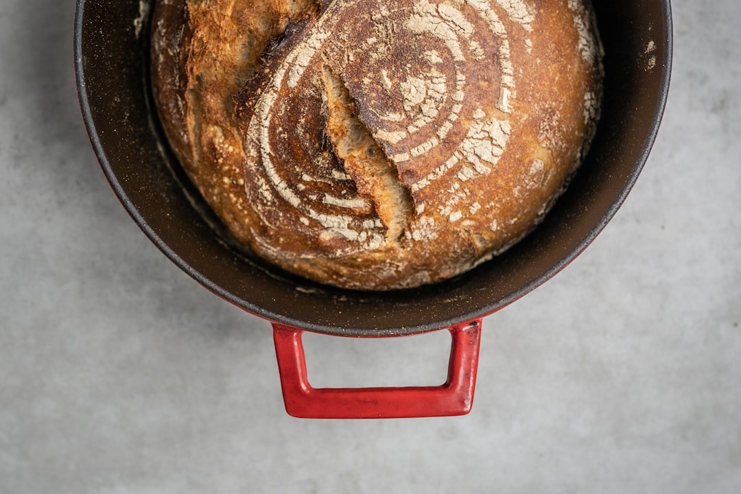 Enameled cast iron Dutch oven on a kitchen stovetop