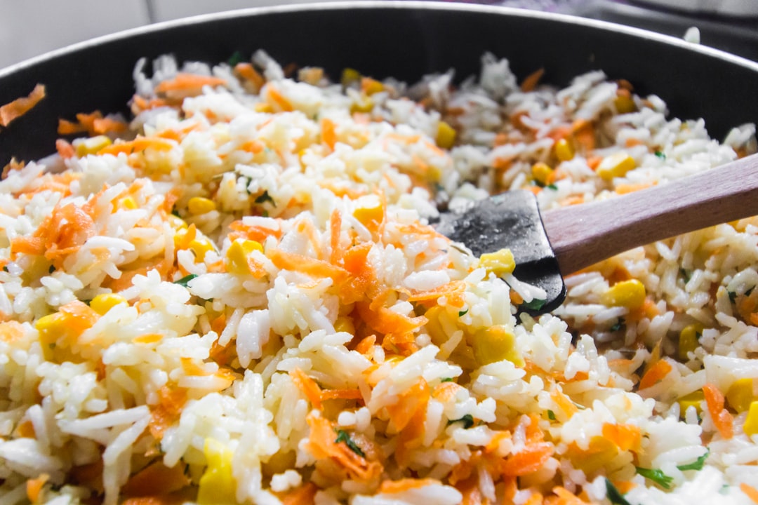 Fried rice being cooked in a wok