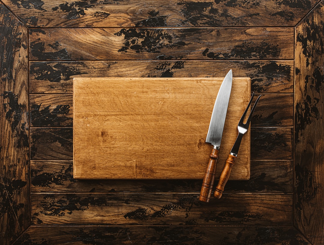 Kitchen food prep station with cutting board