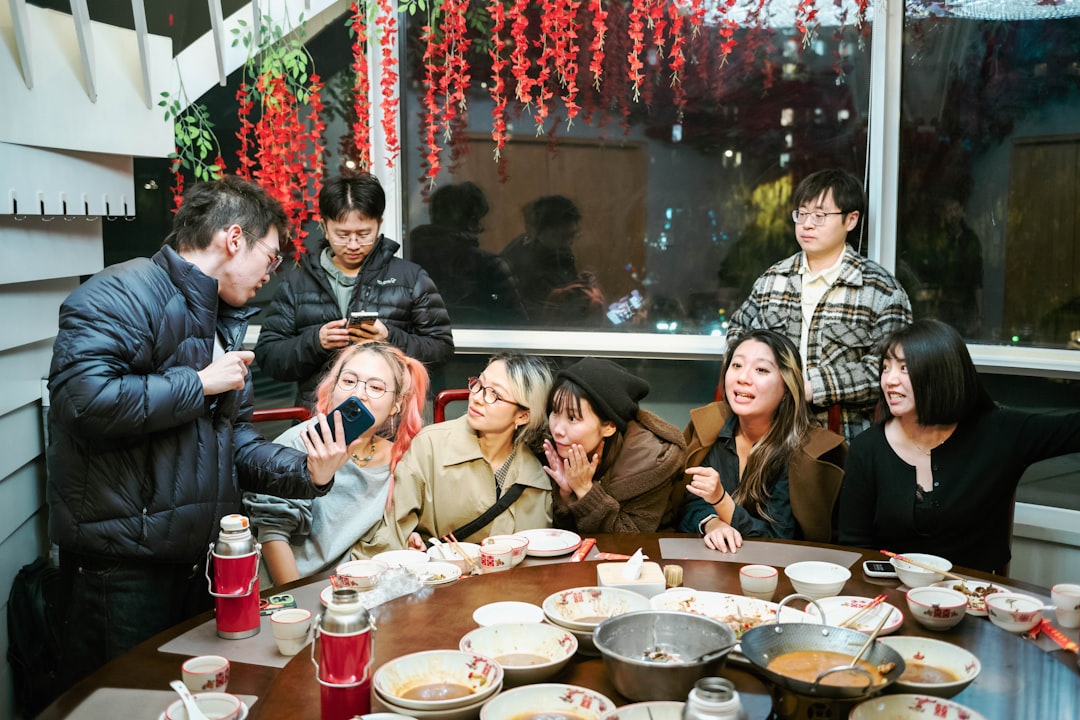 Family gathered around a dinner table