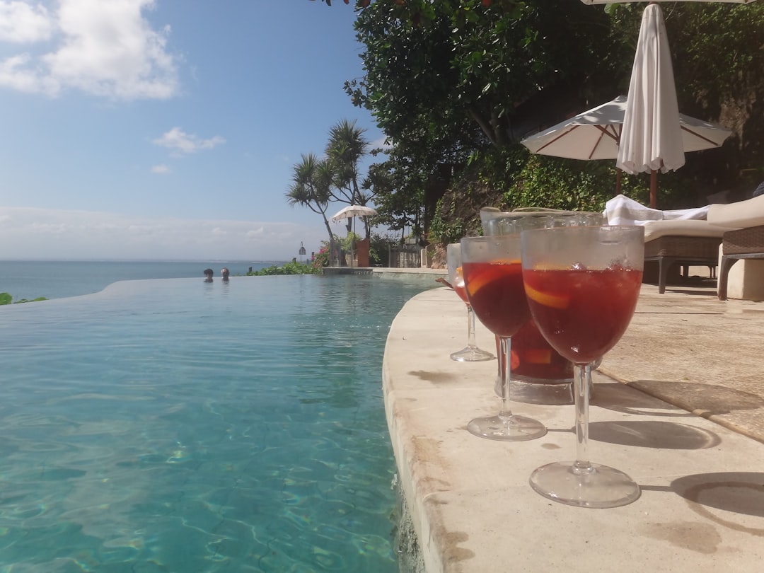Tropical frozen cocktail by the pool