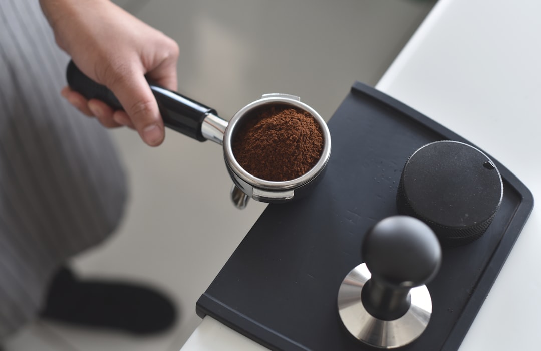 Espresso tamper and brewing tools on counter