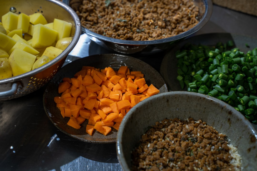 Mise en place prep bowls with ingredients arranged on counter