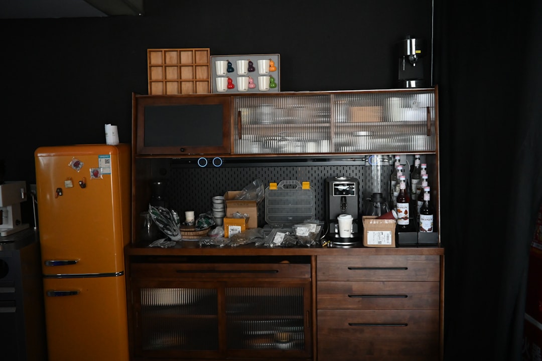 Modern kitchen beverage station setup