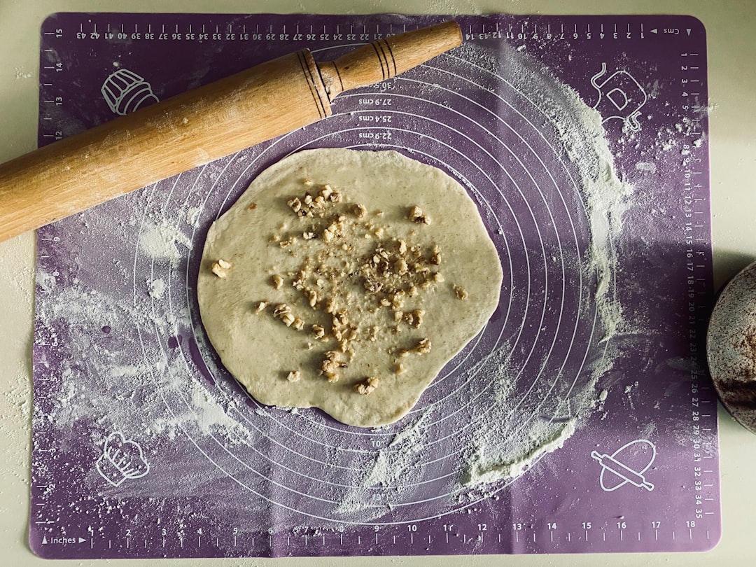 Silicone baking mat being used for pastry work