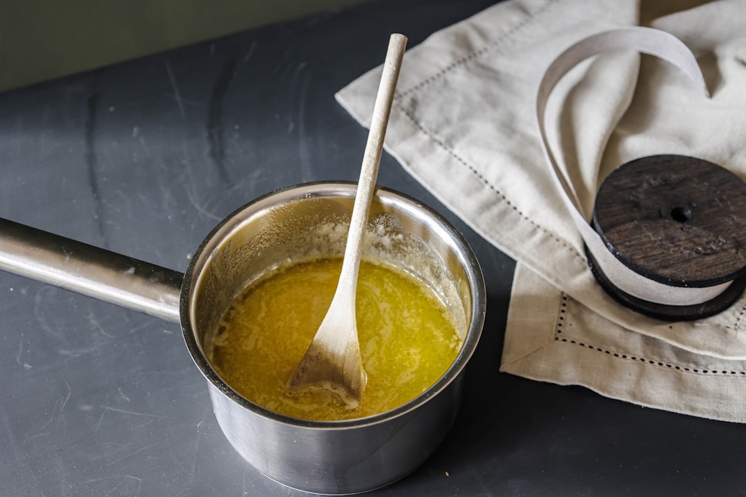 Golden melted butter in a saucepan