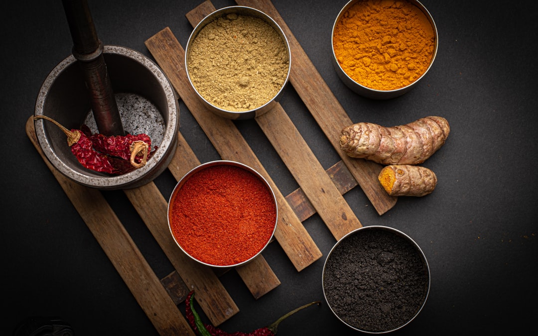 Granite mortar and pestle grinding whole spices