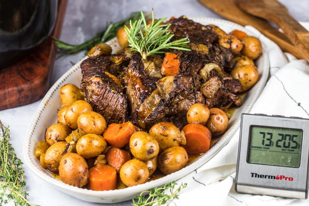 Pot roast with vegetables from a slow cooker