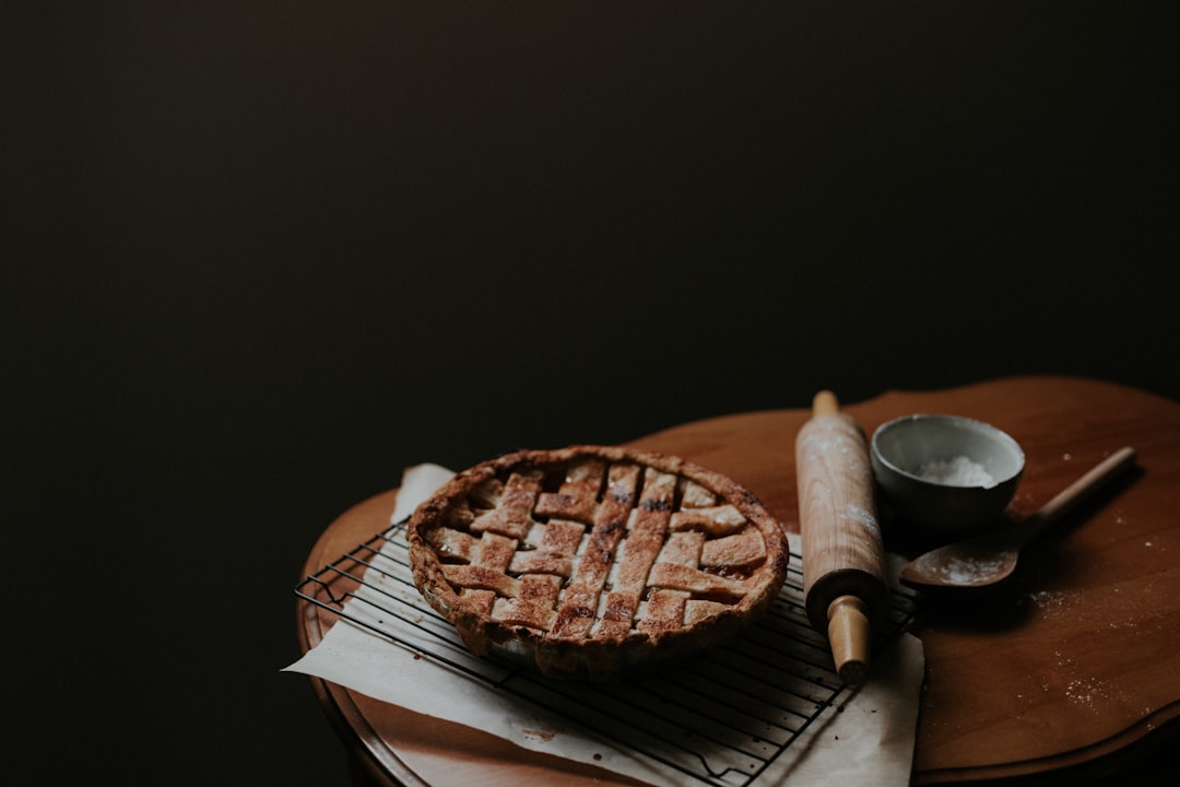 Whole pie cooling on a wire rack