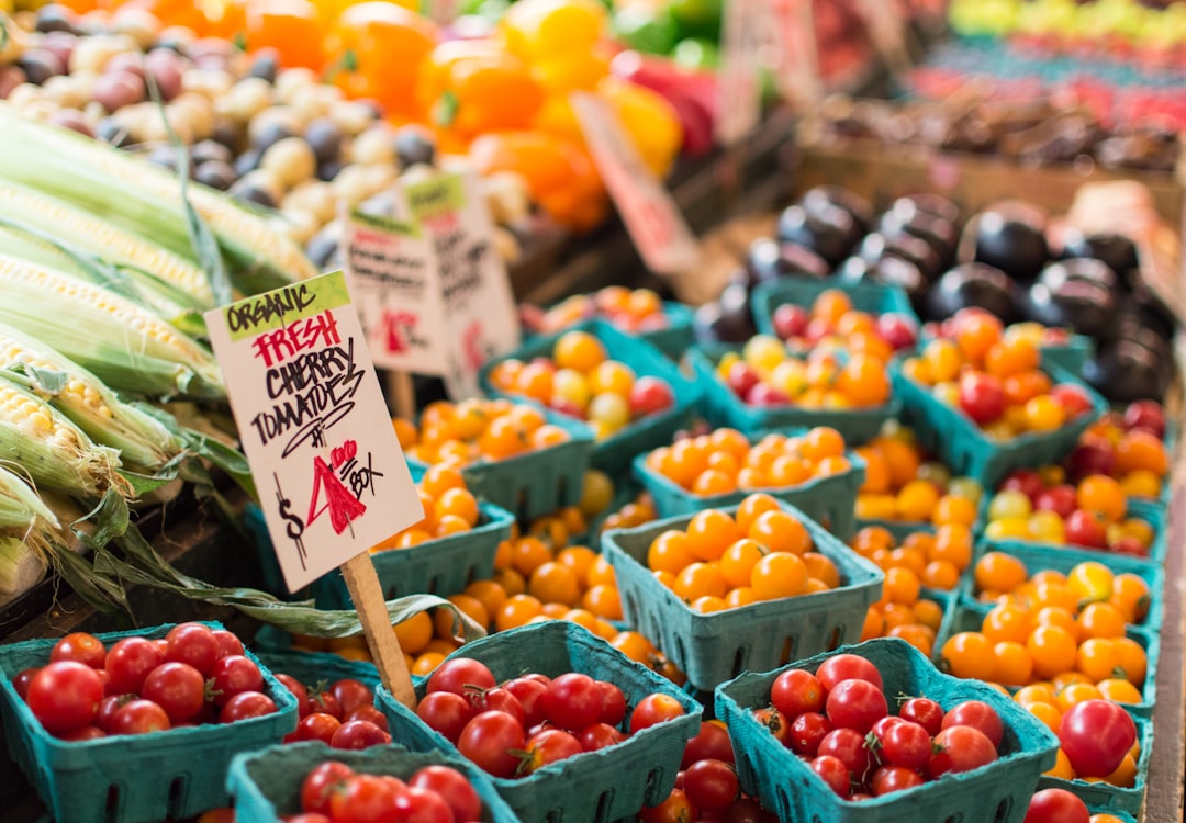 Fresh produce from the farmers market ready to be put away