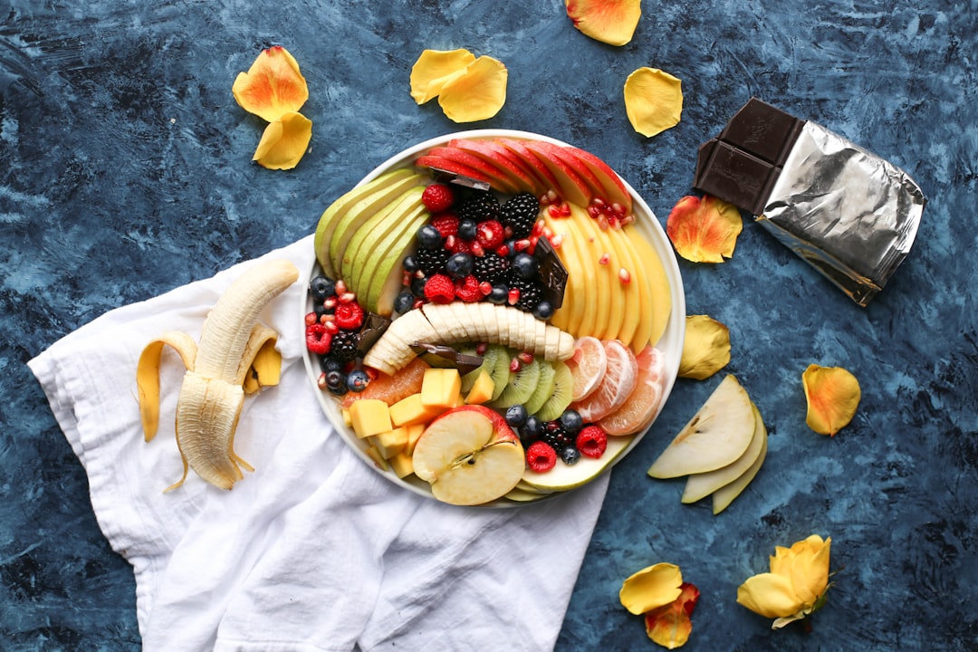 Fruit smoothie bowl with fresh toppings