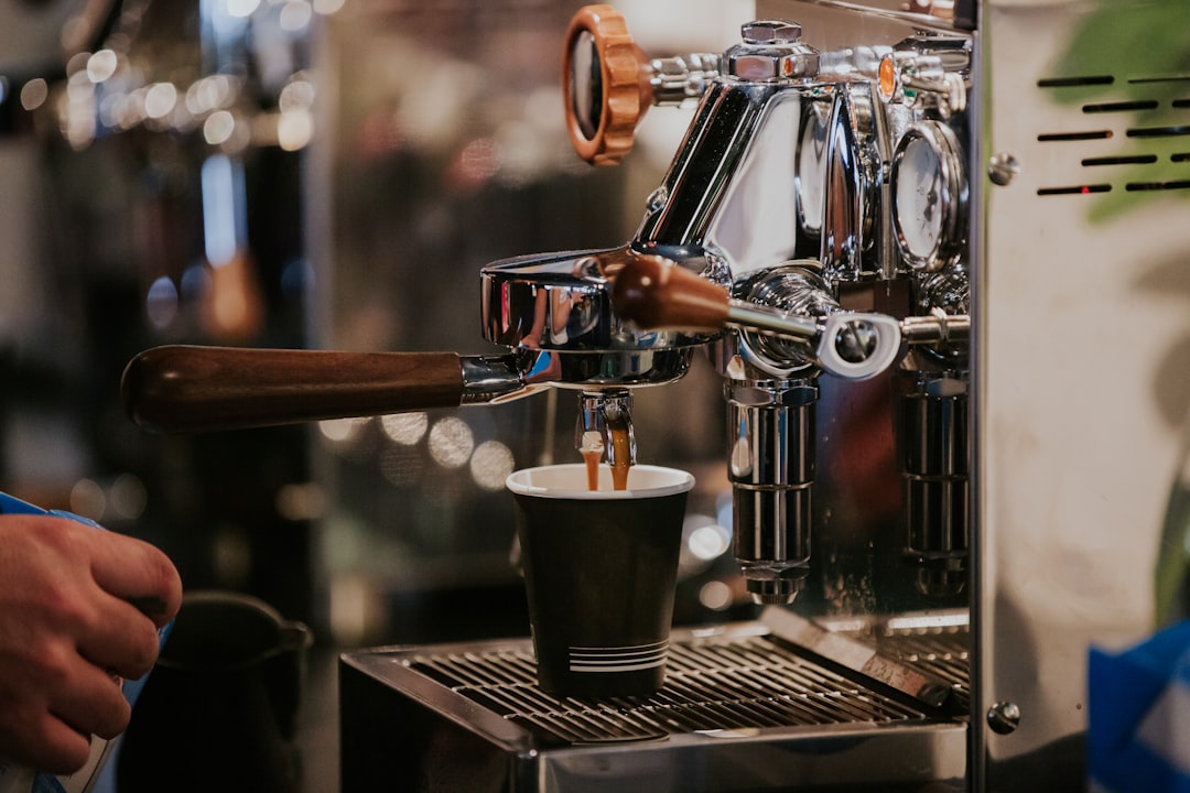 Espresso machine pouring a shot