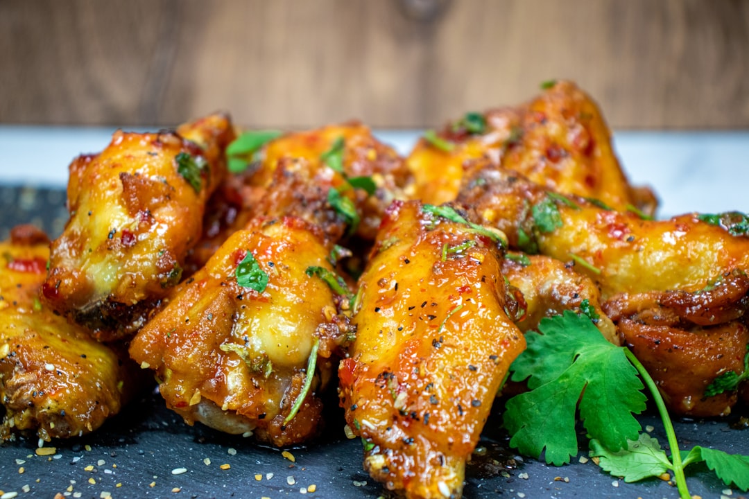 Crispy air fried chicken wings golden brown