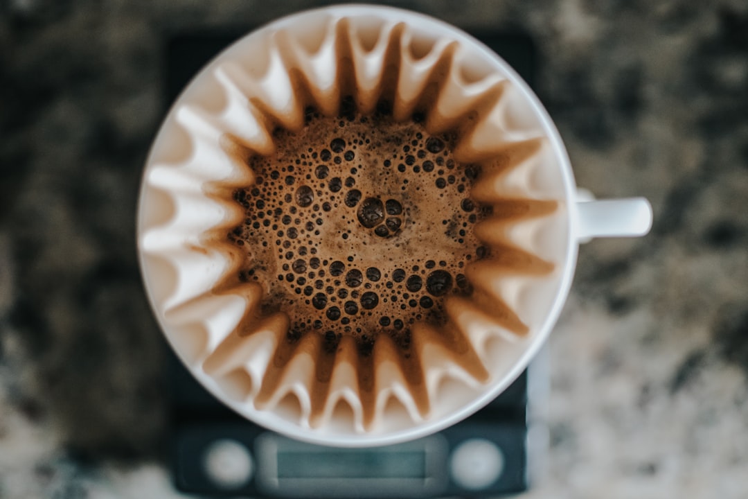 A reusable coffee filter filled with fresh grounds ready to brew