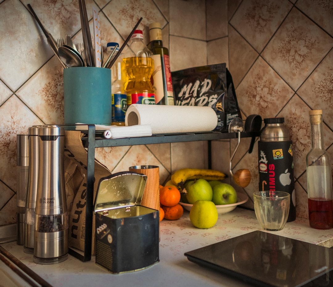 Cluttered small kitchen counter in need of organization