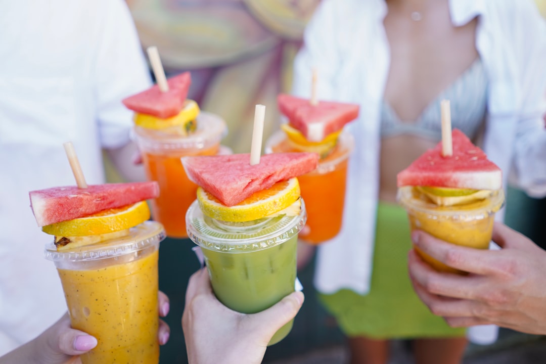 Frozen margarita glasses at a summer party